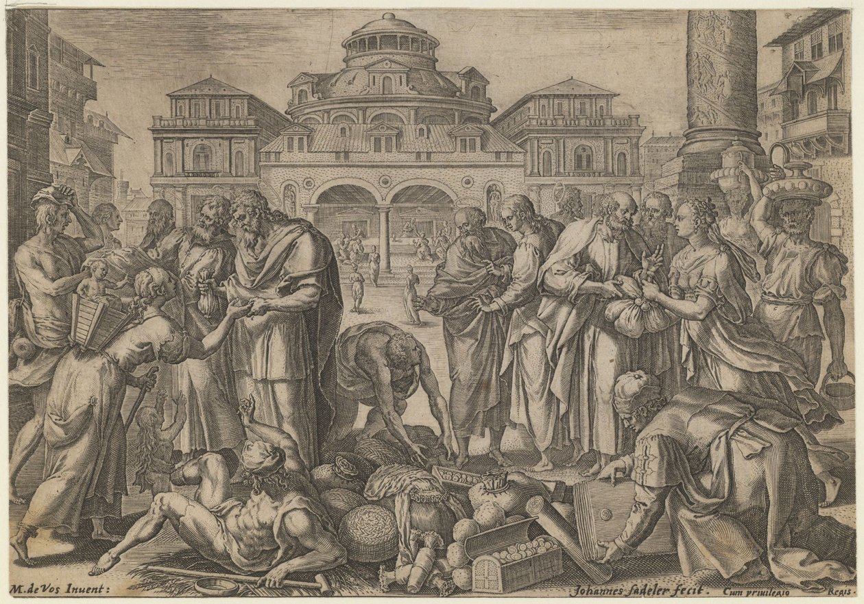 Gli Apostoli Distribuiscono il Denaro ai Bisognosi, ca. 1600 da Jan Sadeler
