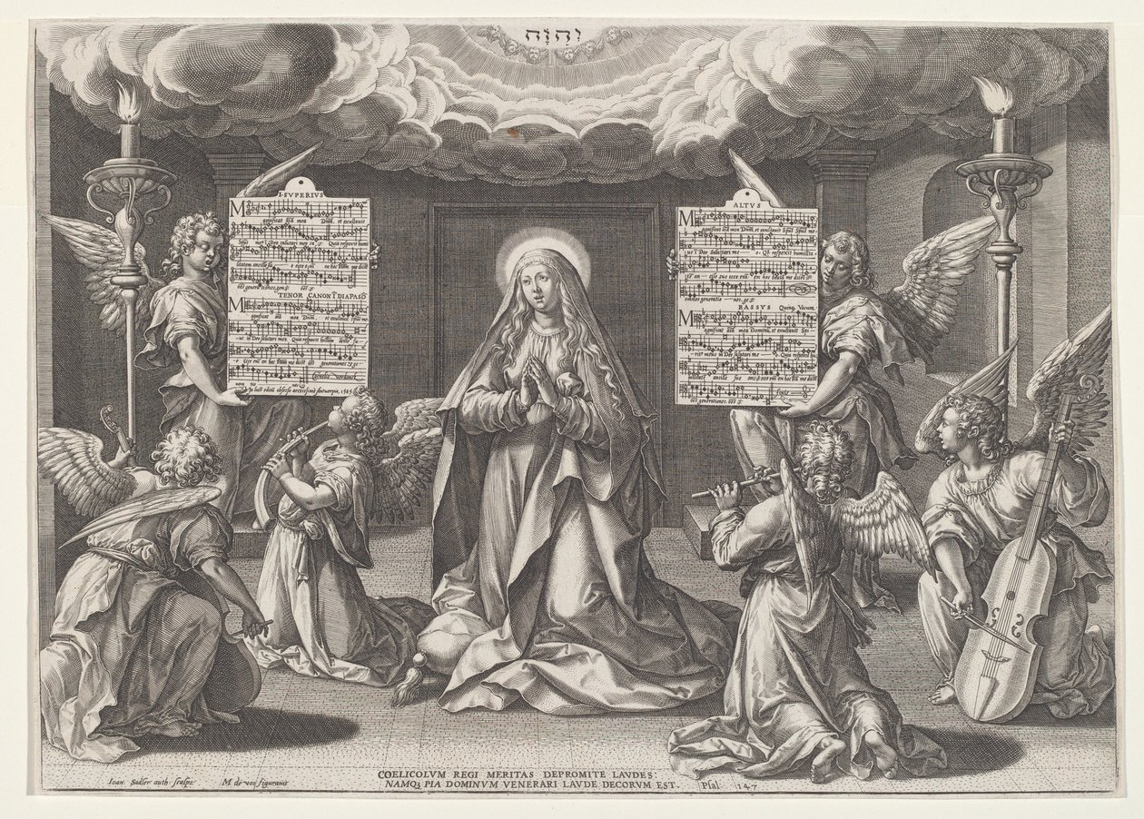 Magnificat: La Vergine circondata da angeli musicanti da Jan Sadeler I, after Maarten de Vos