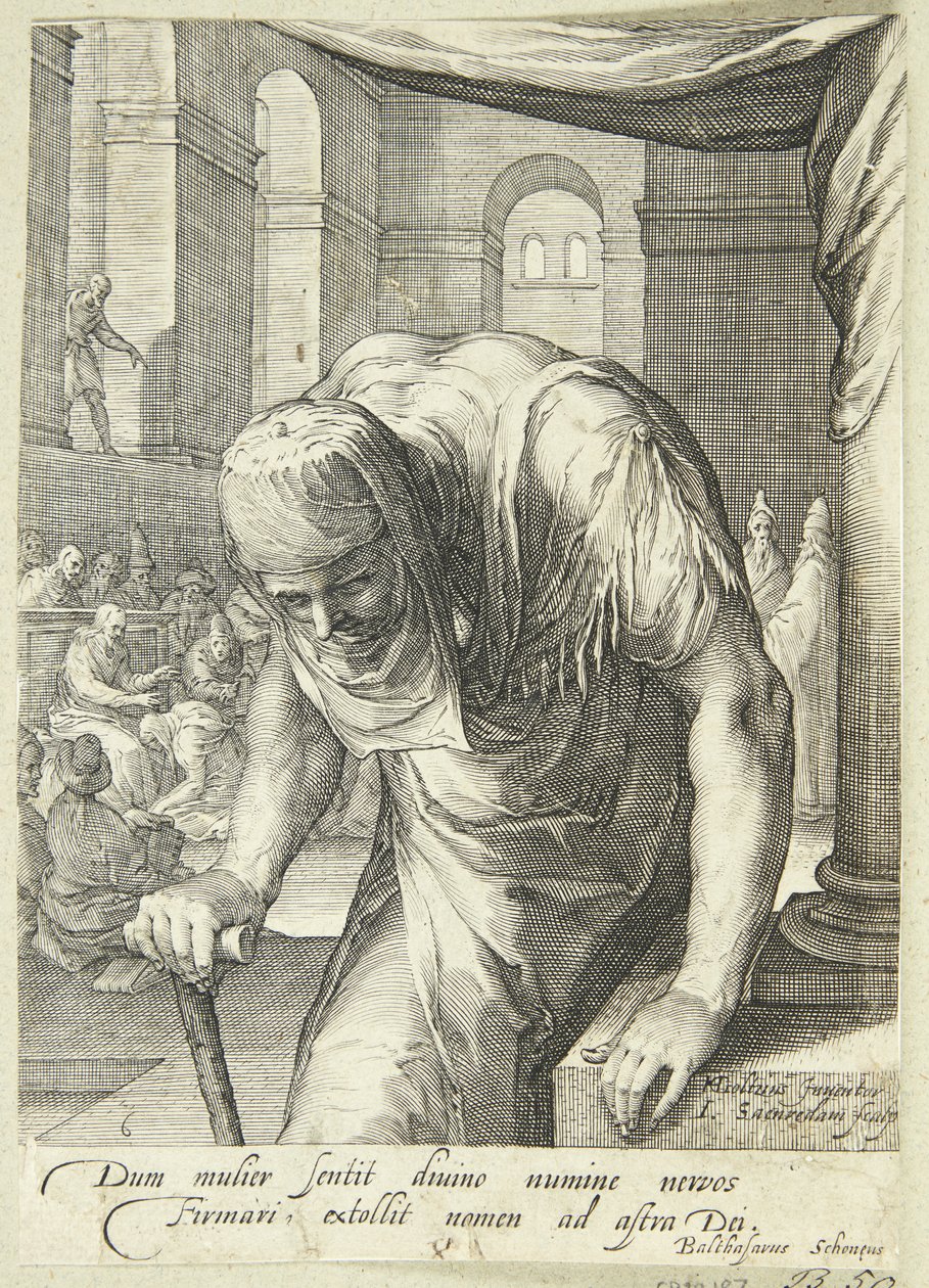 La vecchia donna storpia guarita da Gesù da Jan Saenredam