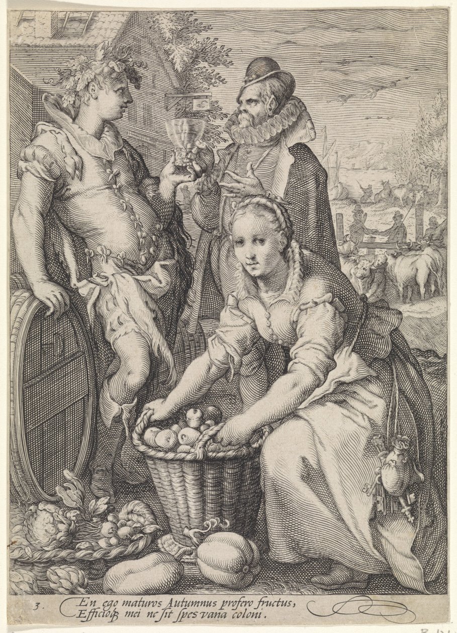 Autunno (raccolta di frutta e produzione di vino, serie dei quattro stagioni) da Jan Saenredam