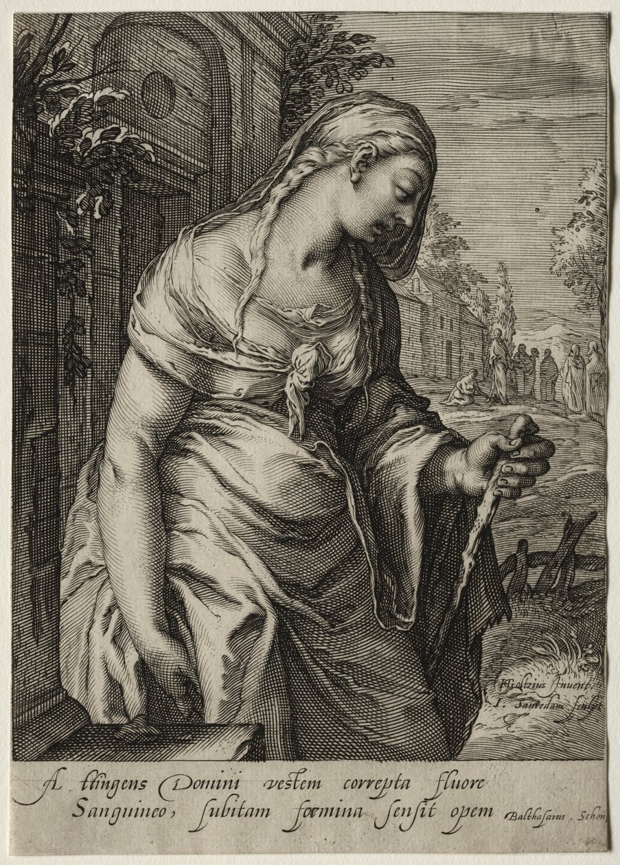 Eroine del Nuovo Testamento: La donna con il flusso di sangue da Jan Saenredam