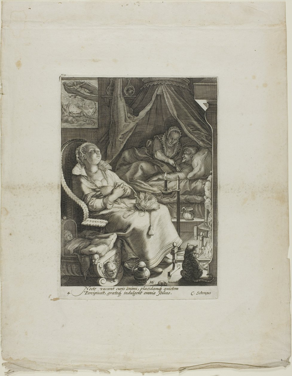 Notte, tavola quattro da Quattro momenti del giorno da Jan Saenredam