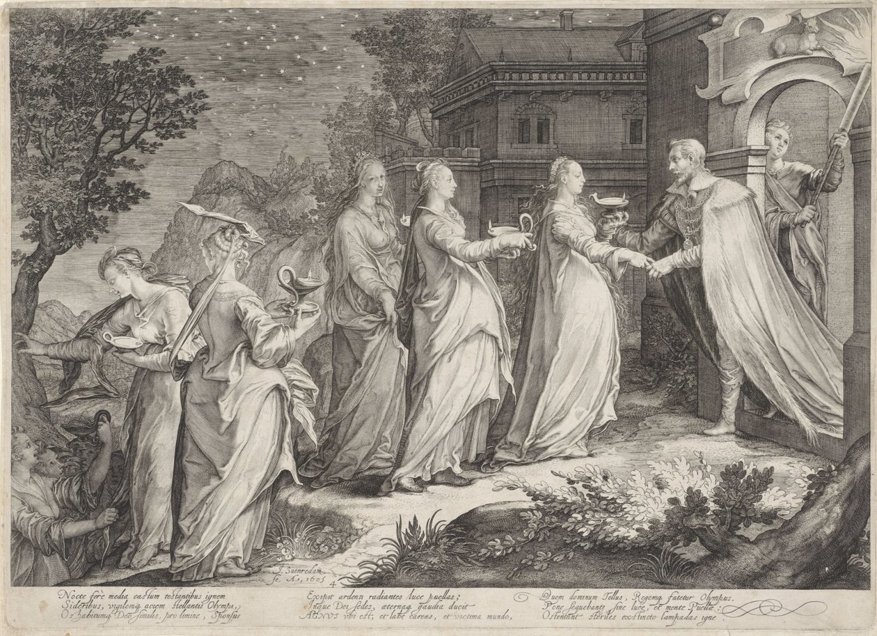 Accoglienza delle vergini sagge dallo sposo da Jan Saenredam