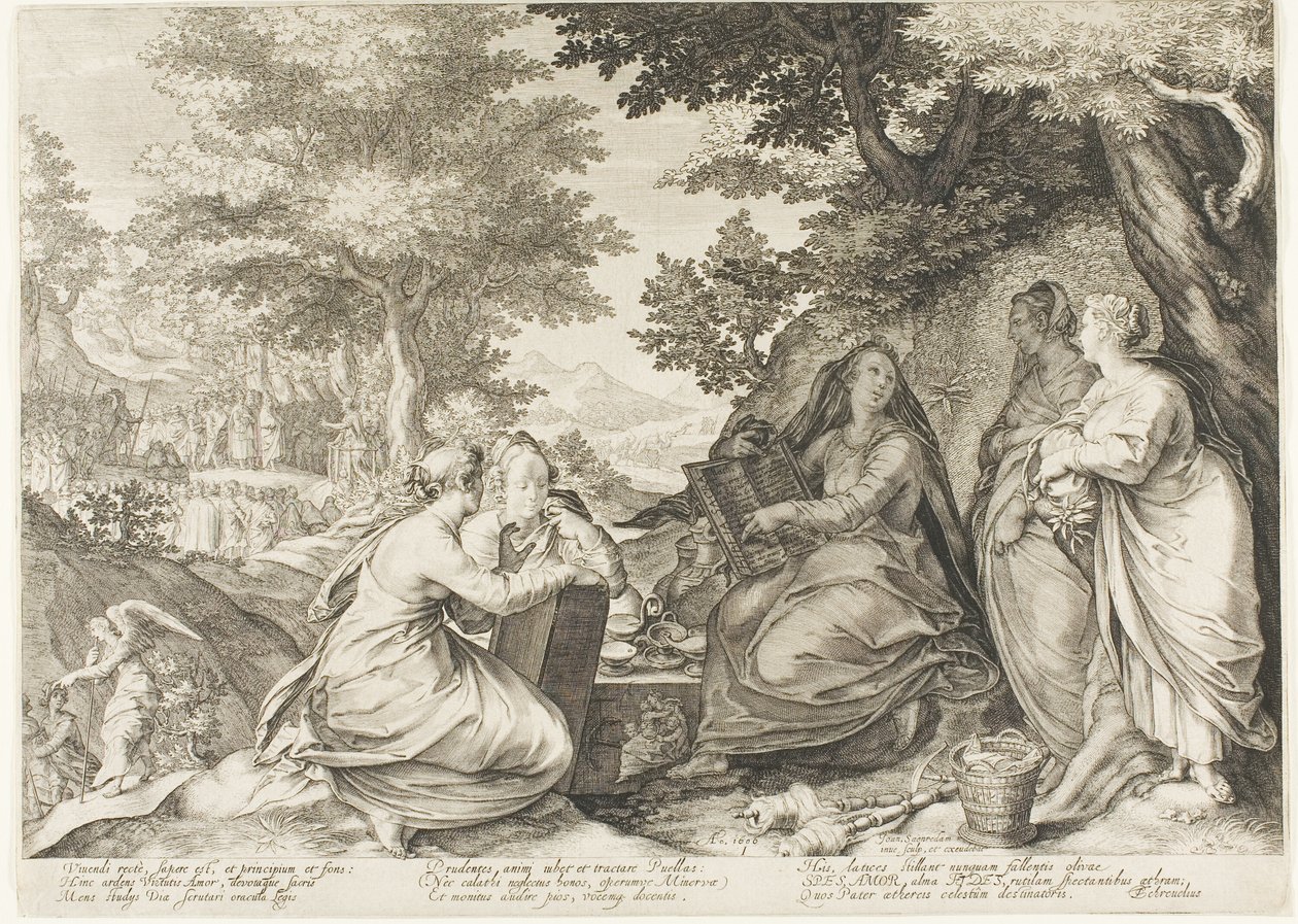 Tavola uno, da Cinque vergini sagge e cinque stolte da Jan Saenredam