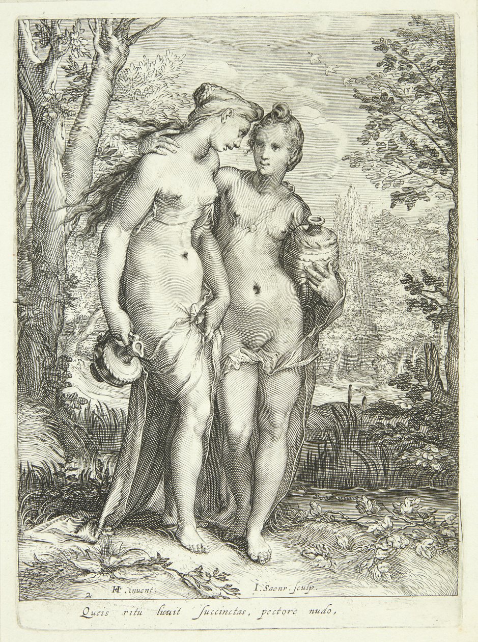 Due ninfe di Diana con brocche da Jan Saenredam