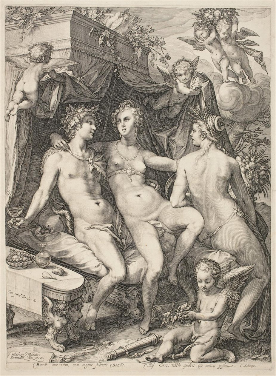 Venere su un divano tra Bacco e Cerere da Jan Saenredam