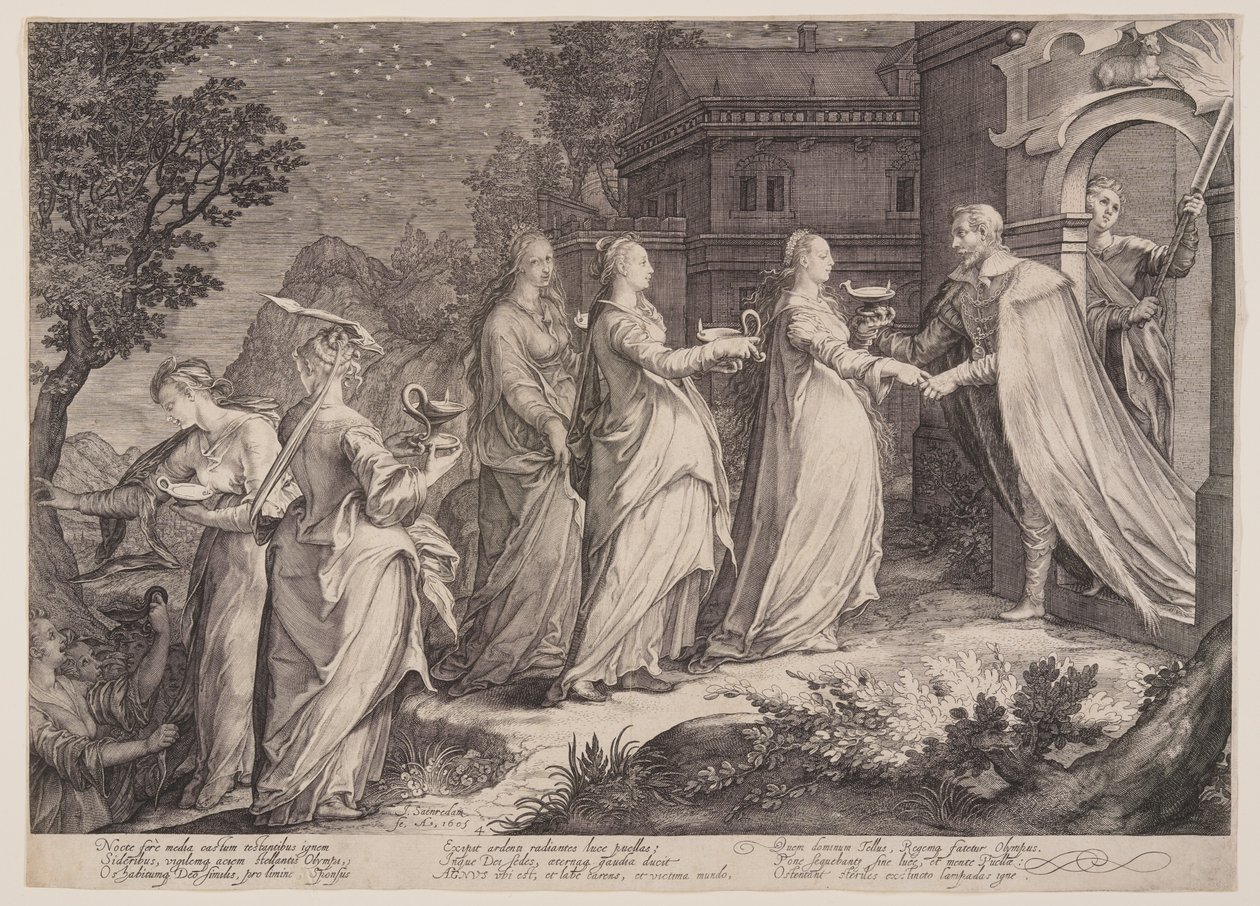Le vergini sagge ricevute da Nostro Signore, dalla Parabola delle vergini sagge e delle vergini stolte da Jan Saenredam