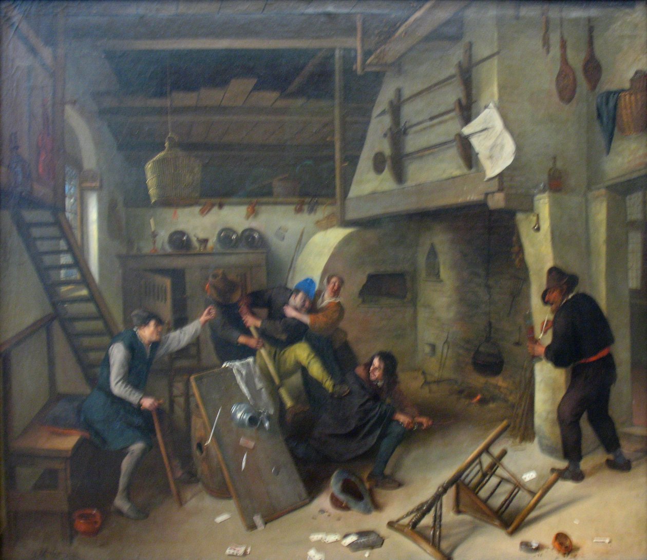 Una rissa tra giocatori di carte in una taverna da Jan Steen
