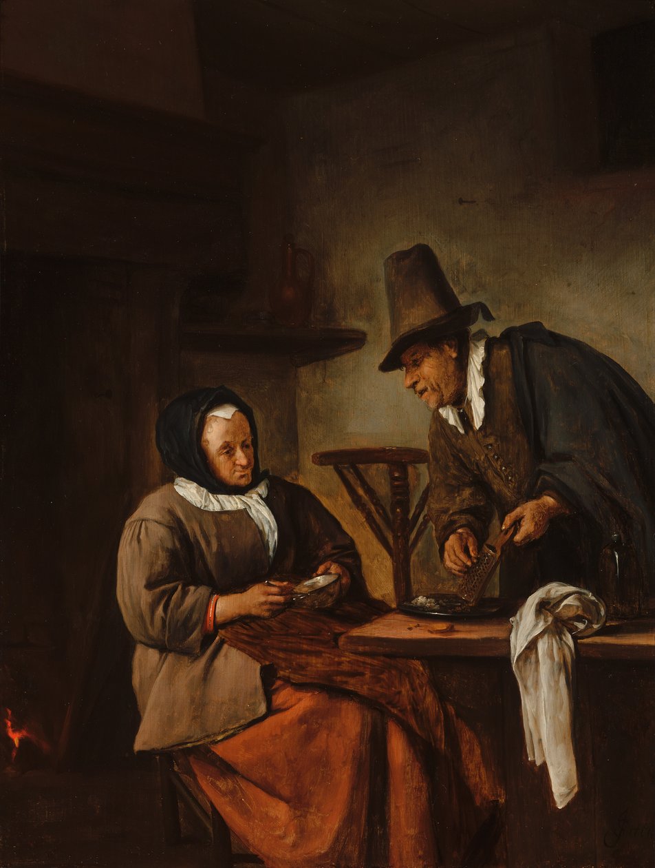 Una coppia anziana prepara una bevanda calda da Jan Steen