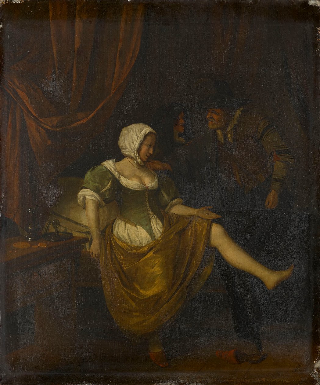Scena in un bordello con un vecchio che dà soldi a una ragazza da Jan Steen