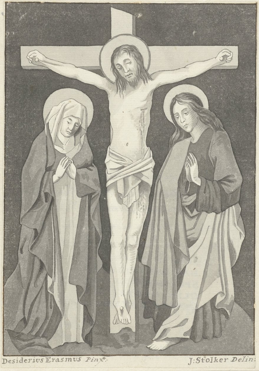Cristo sulla croce con Maria e Giovanni da Jan Stolker (signed by artist)
