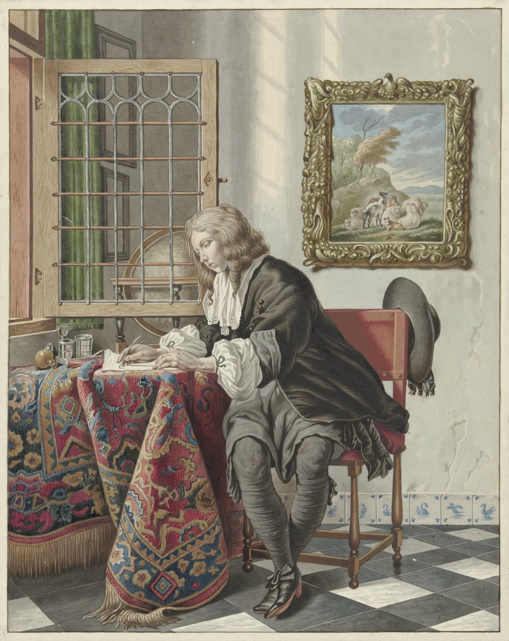 Giovane che scrive alla finestra da Jan Stolker