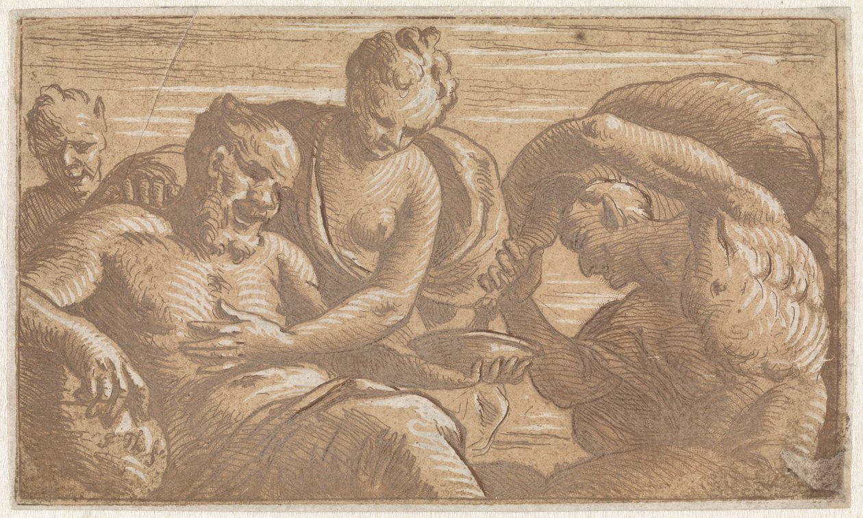 Fauno che versa vino per un uomo seduto da Jan Thomas