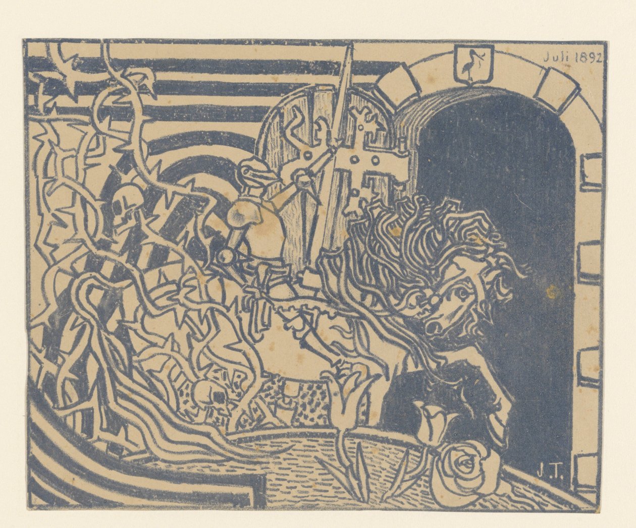 Copertina del catalogo con cavaliere a cavallo da Jan Toorop