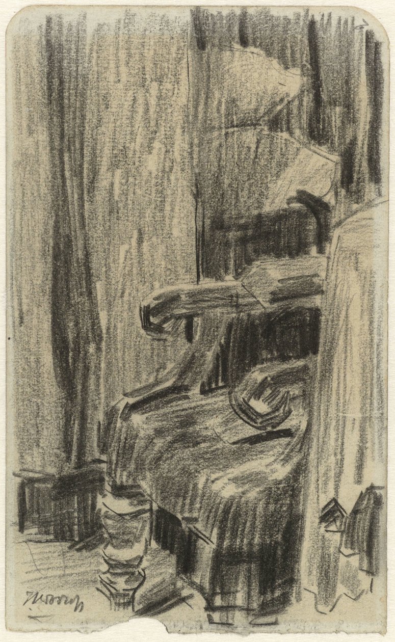 Poltrona parzialmente coperta da una tenda da Jan Toorop