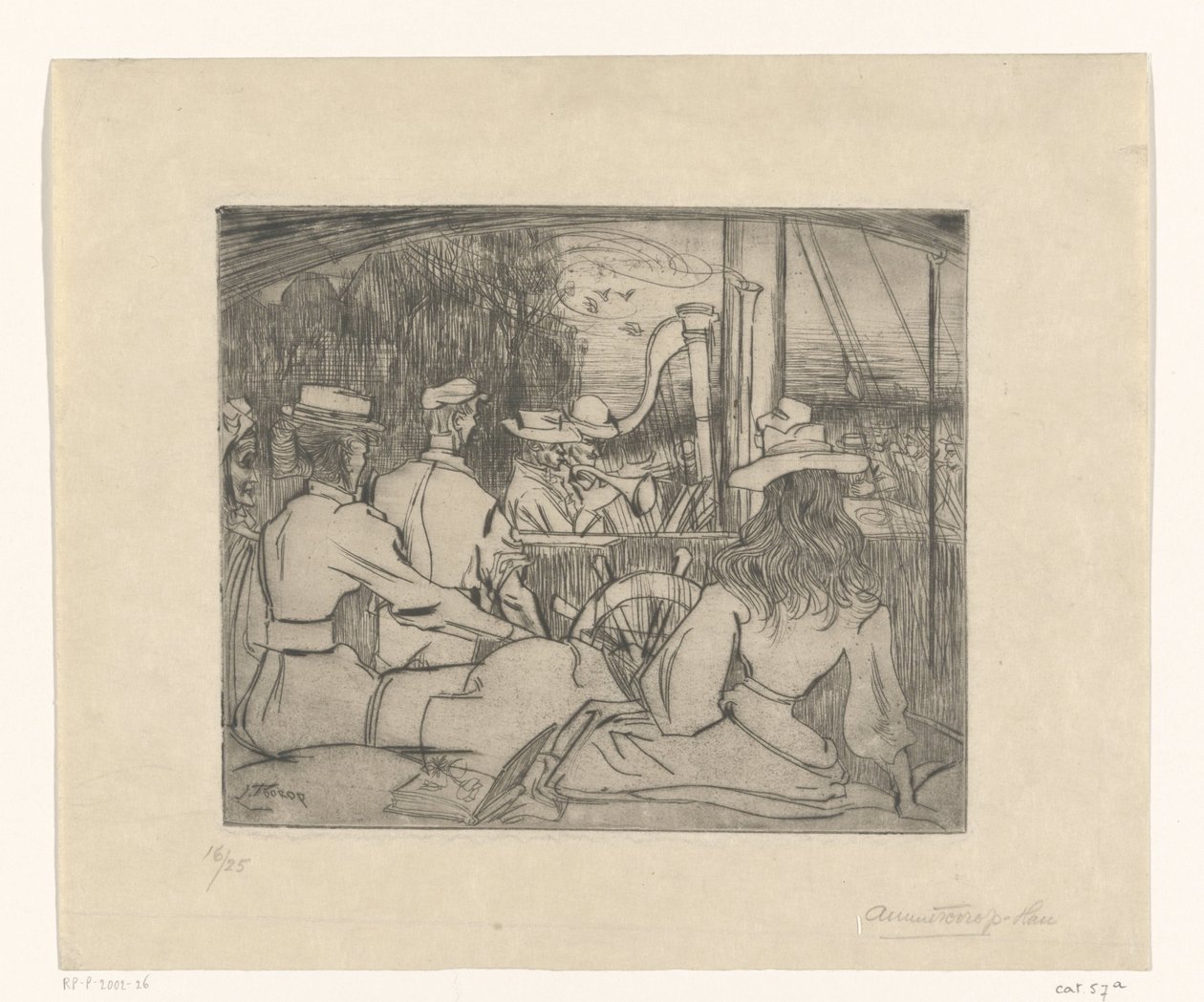Musicisti che suonano sul ponte di una nave da Jan Toorop