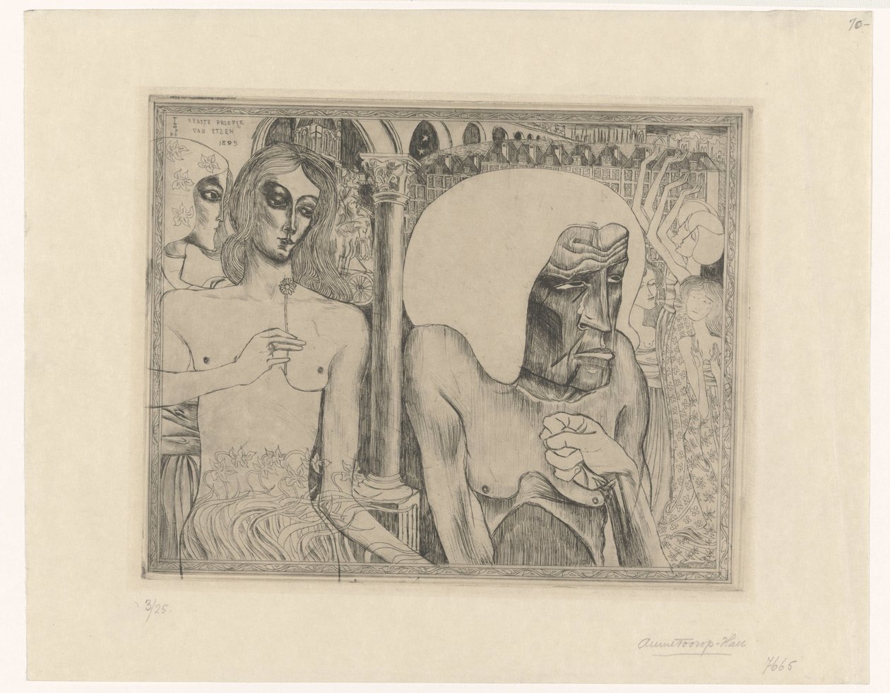 Vecchia donna circondata da giovani donne da Jan Toorop