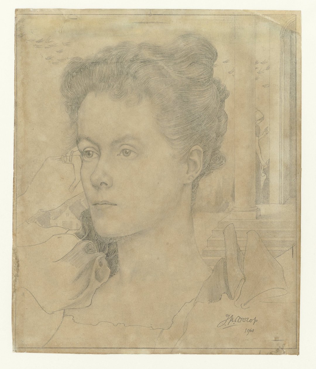 Ritratto della moglie di Jan Toorop, Annie Hall, o di sua sorella Janet Hall da Jan Toorop