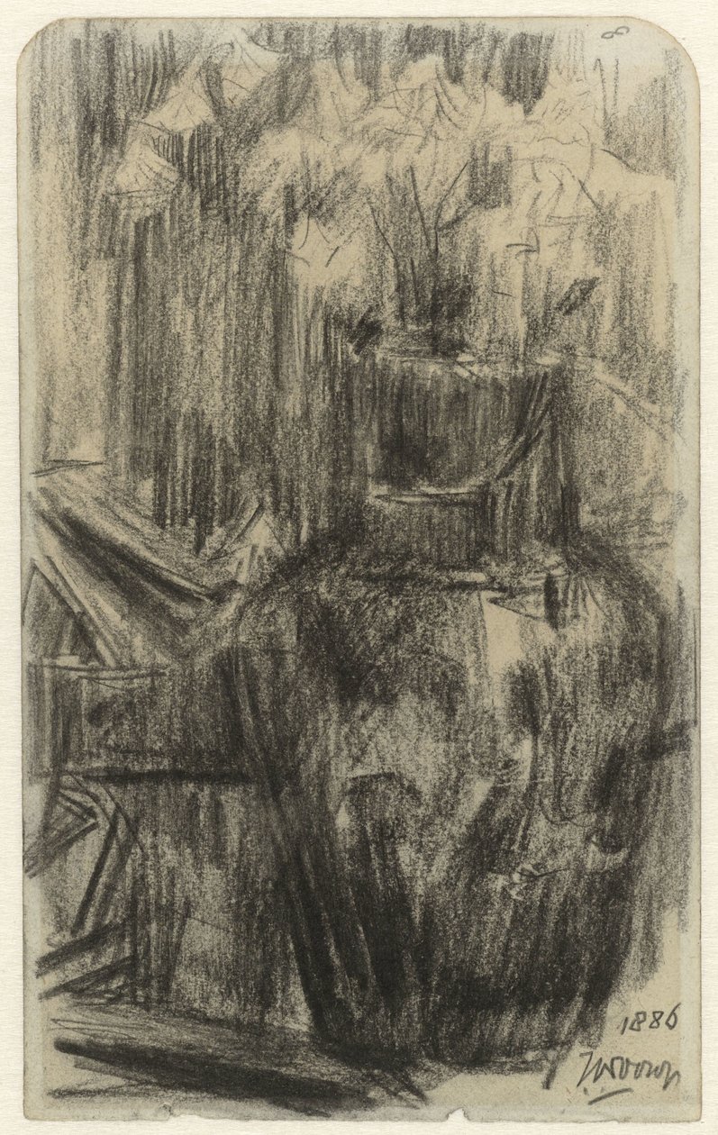 Vaso con fiori in un interno da Jan Toorop