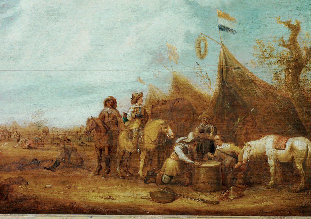 Halte de cavaliers (olio su tavola) da Jan Van Der Stoffe