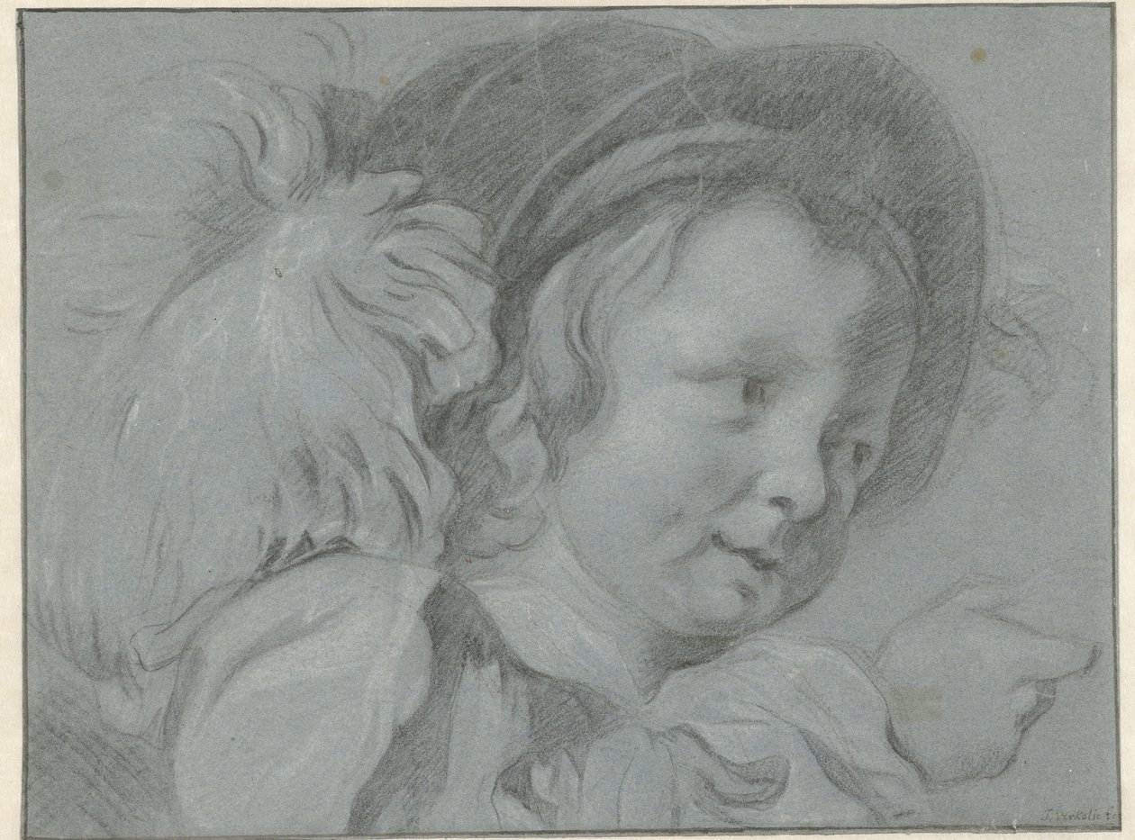 Studio di una testa di bambino con cappello da Jan Verkolje (I)