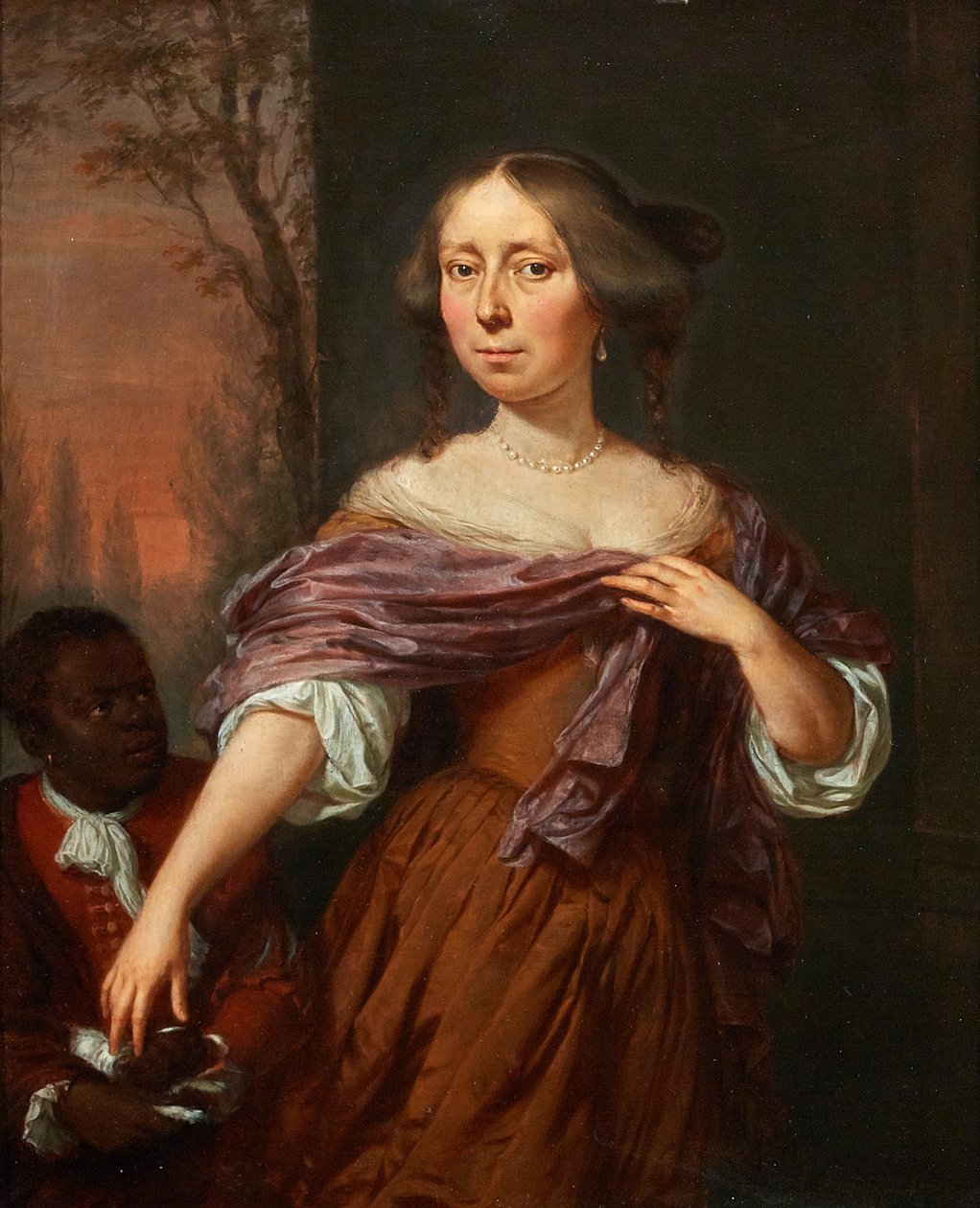 Ritratto di Jacomina le Pla (1647-1681), con un servitore da Jan Verkolje
