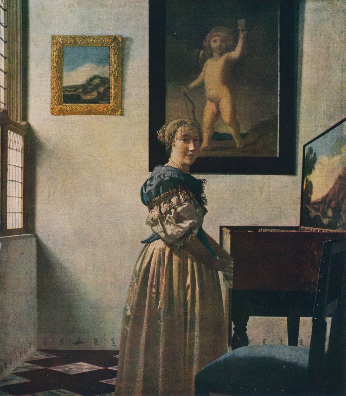 Una giovane donna in piedi al virginale, circa 1670-1672 da Jan Vermeer van Delft