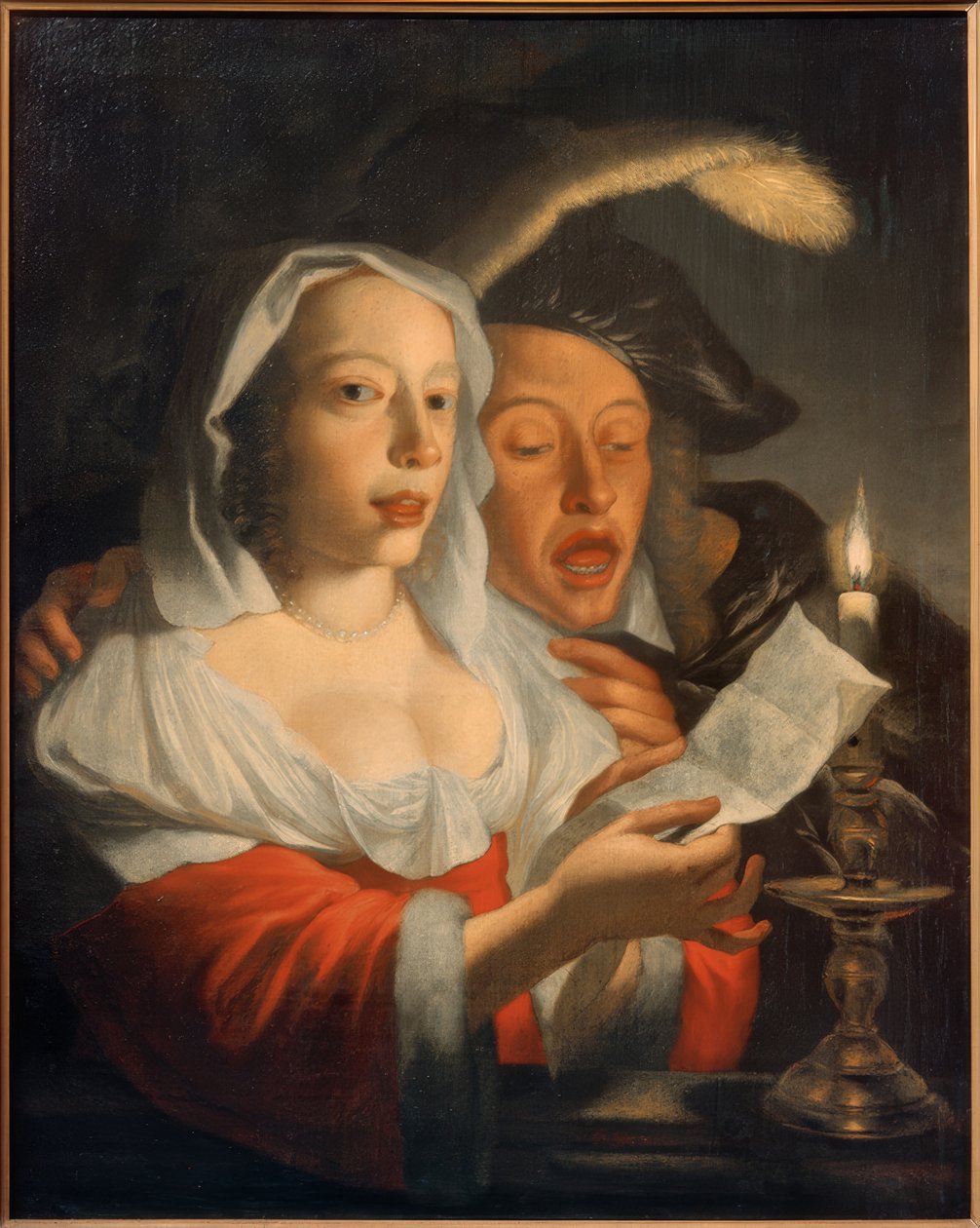 Coppia che canta alla luce delle candele da Jan Vermeer van Utrecht