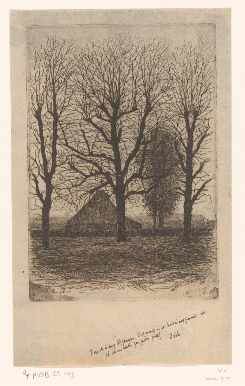 Fattoria tra alberi alti, Ewijkshoeve da Jan Veth (signed by artist)