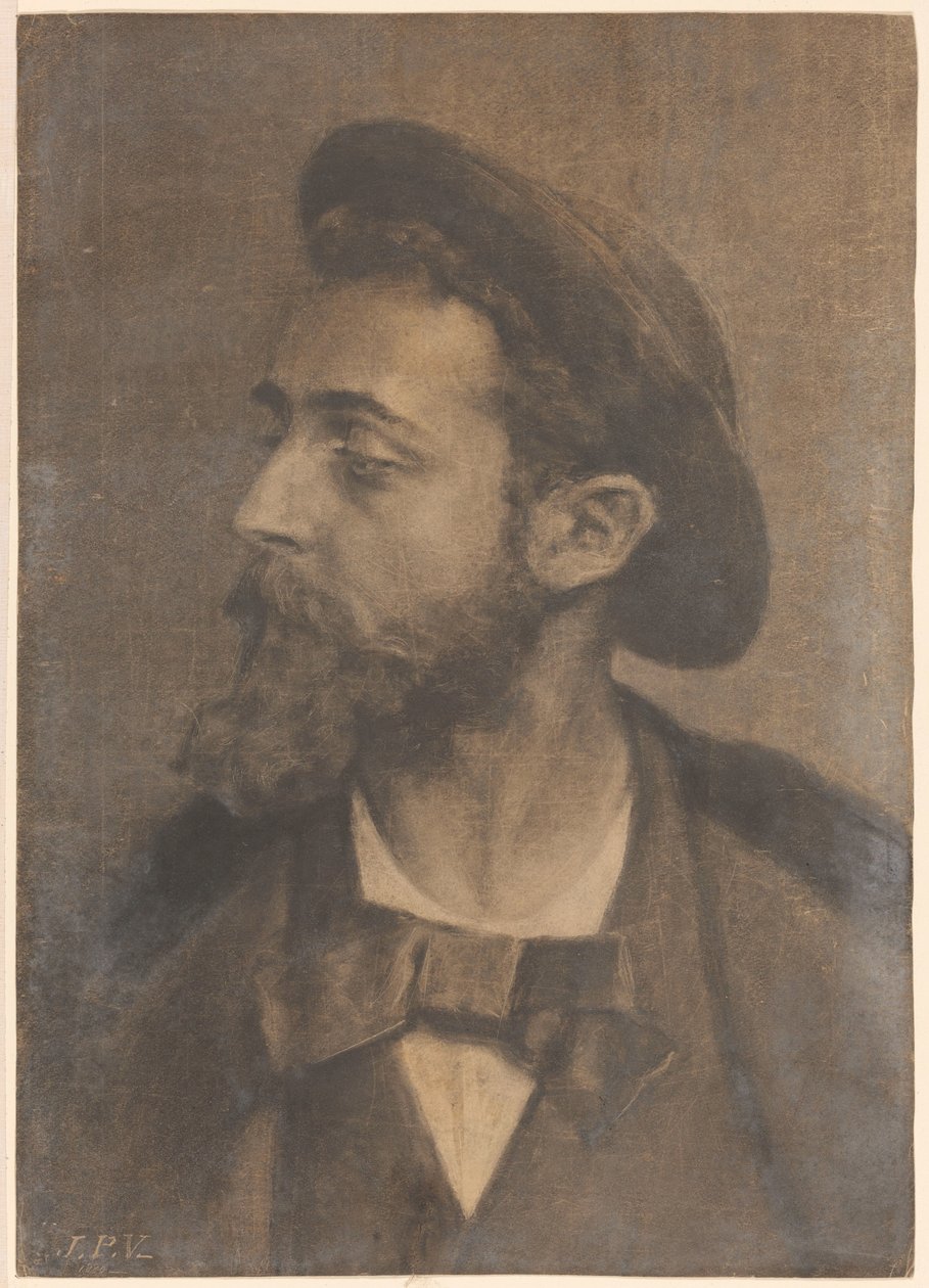 Ritratto di un uomo con barba e cappello, verso sinistra da Jan Veth