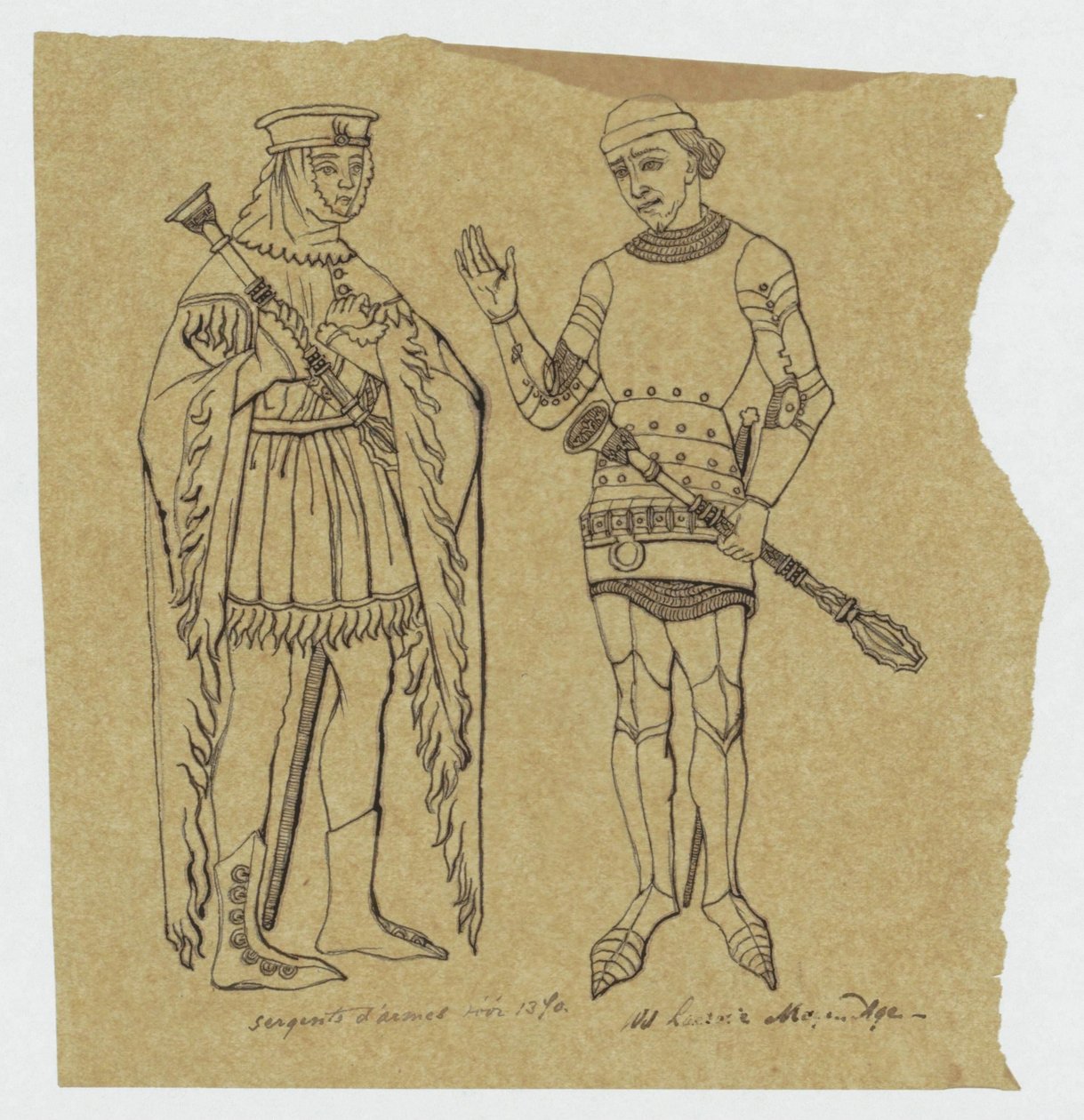 Zwei mittelalterliche Soldaten vor 1370 da Jan Veth