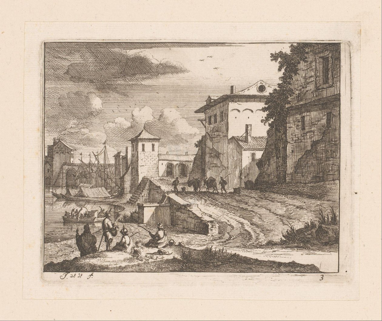 Banchine di un porto italiano da Jan Vincentsz. van der Vinne