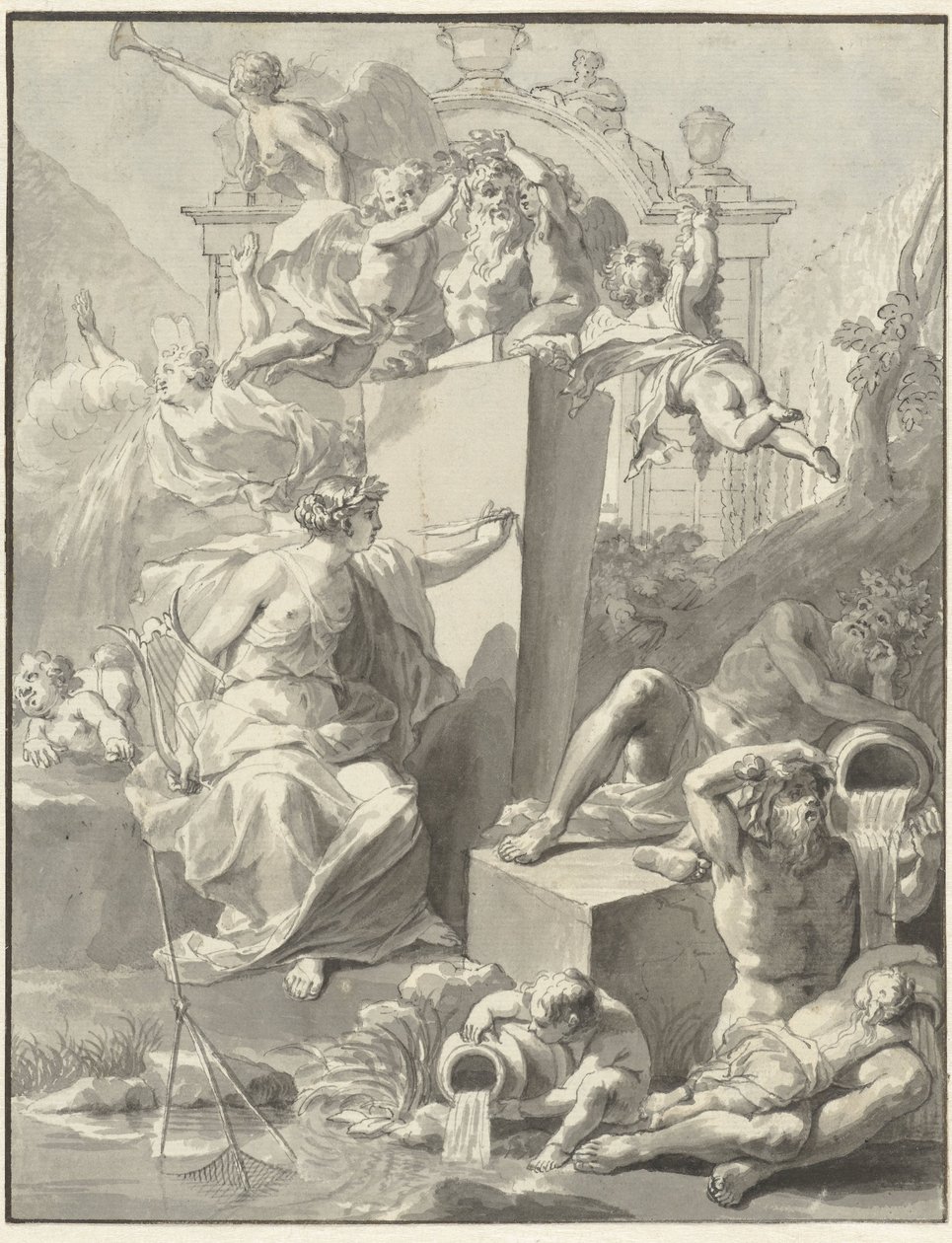 Progetto per il frontespizio di W. van der Hoeven, Westermeer, 1721 da Jan Wandelaar