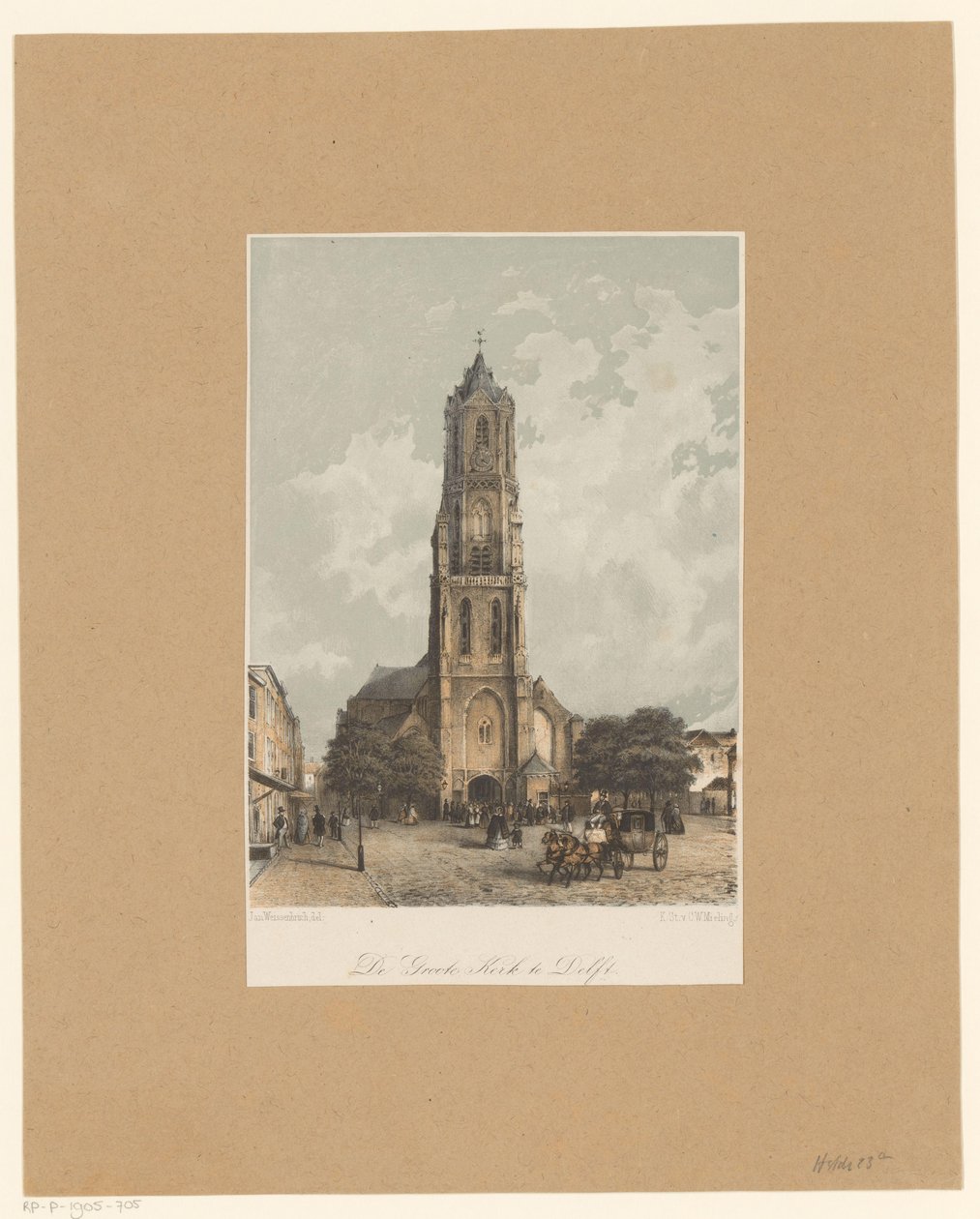 Veduta della Nieuwe Kerk a Delft da Jan Weissenbruch