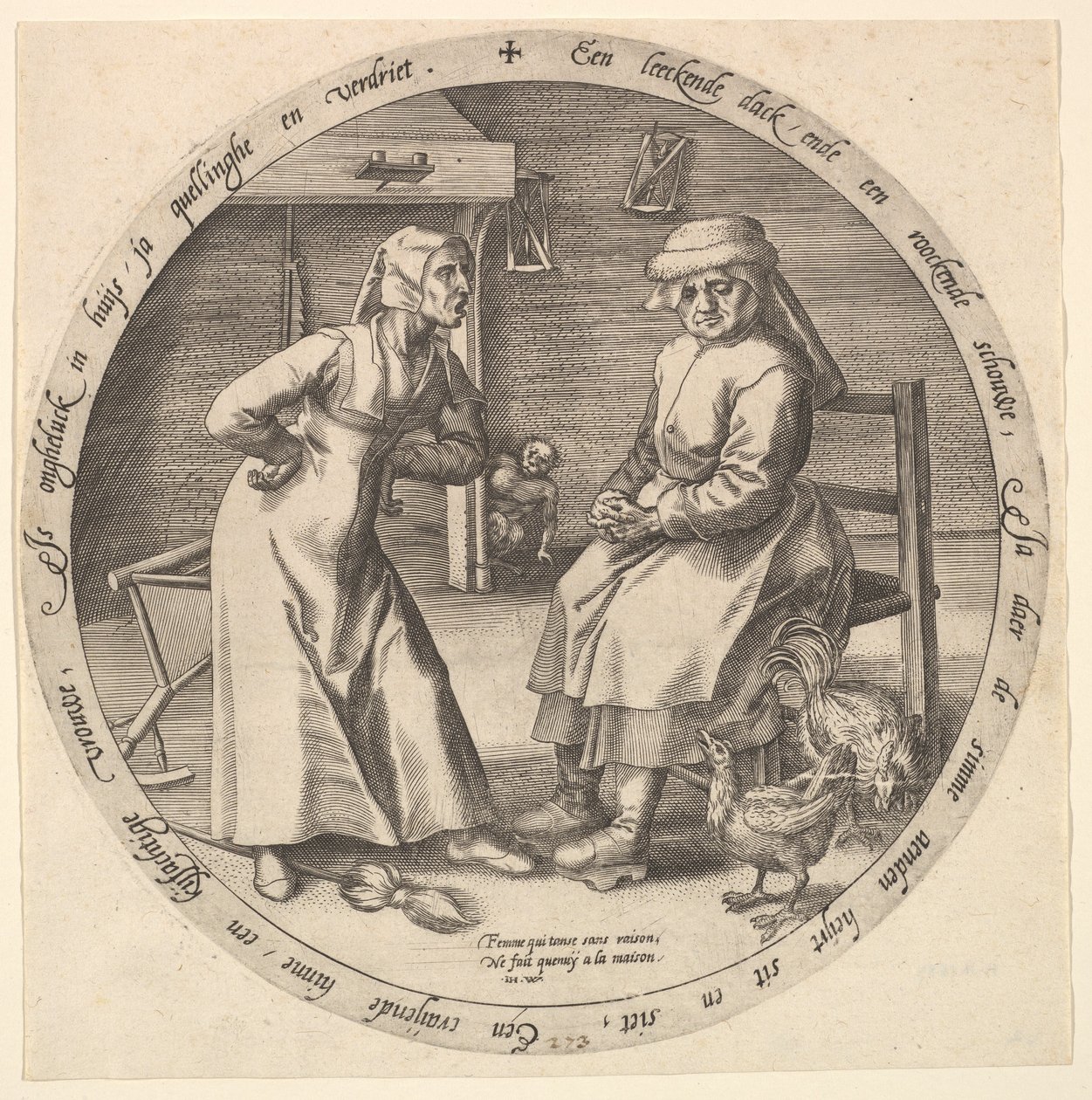 La donna che sgrida e la gallina che chioccia, ca. 1568 da Jan Wierix