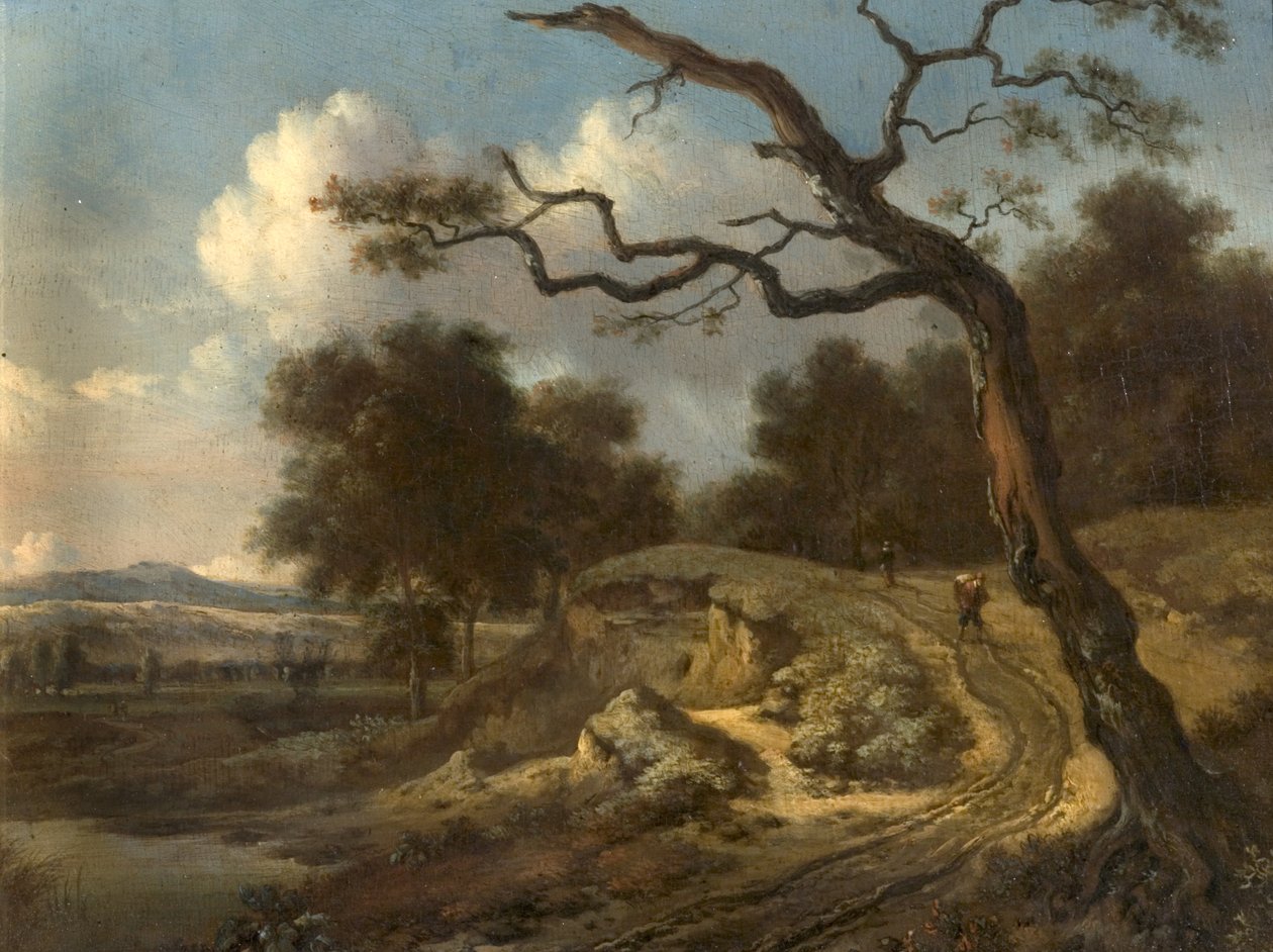 Paesaggio con contadini e una strada da Jan Wijnants