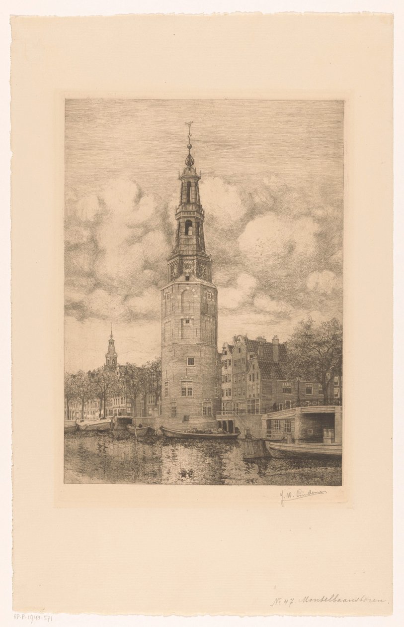 Montelbaanstoren da Jan Willem Lindeman (signed by artist)