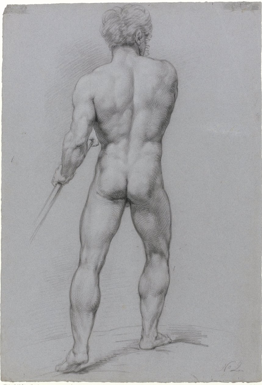 Nudo maschile in piedi, visto di schiena da Jan Willem Pieneman