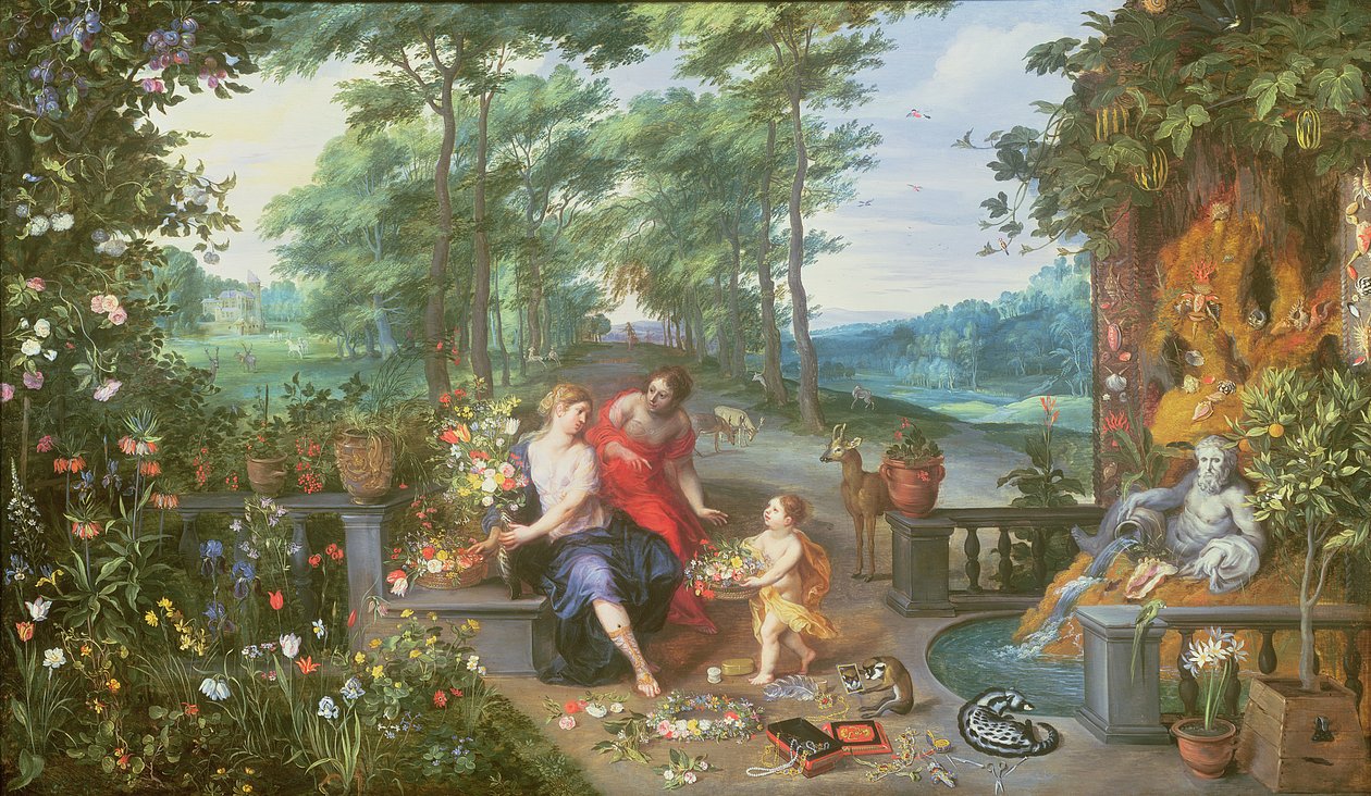 Flora e ninfe in un giardino da Jan and Balen, Hendrik van Brueghel