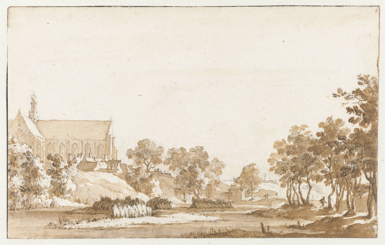 Veduta della chiesa di San Lorenzo ad Alkmaar da Jan de Bisschop