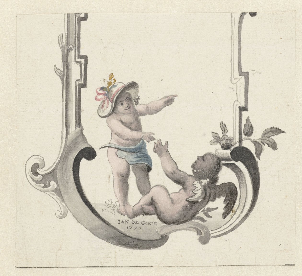 Ornamento con due putti che giocano da Jan de Goeje
