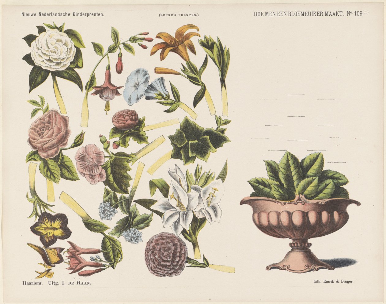 Come fare un mazzo di fiori (Nuove stampe per bambini olandesi, Stampe di Funke) da Jan de Haan