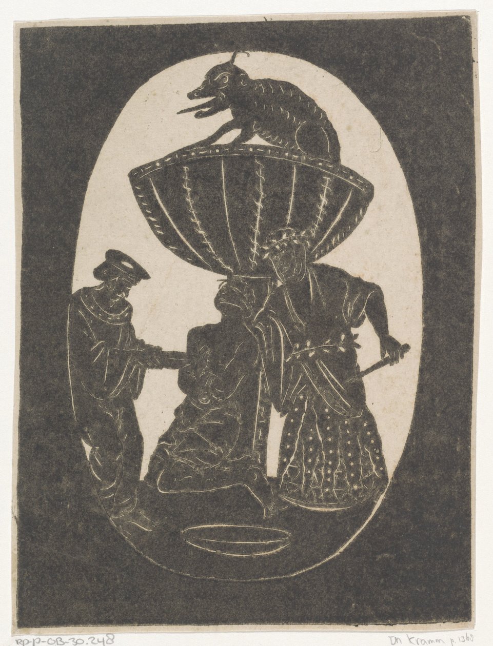 Silhouette di due uomini con un prigioniero bendato da Jan de Ridder