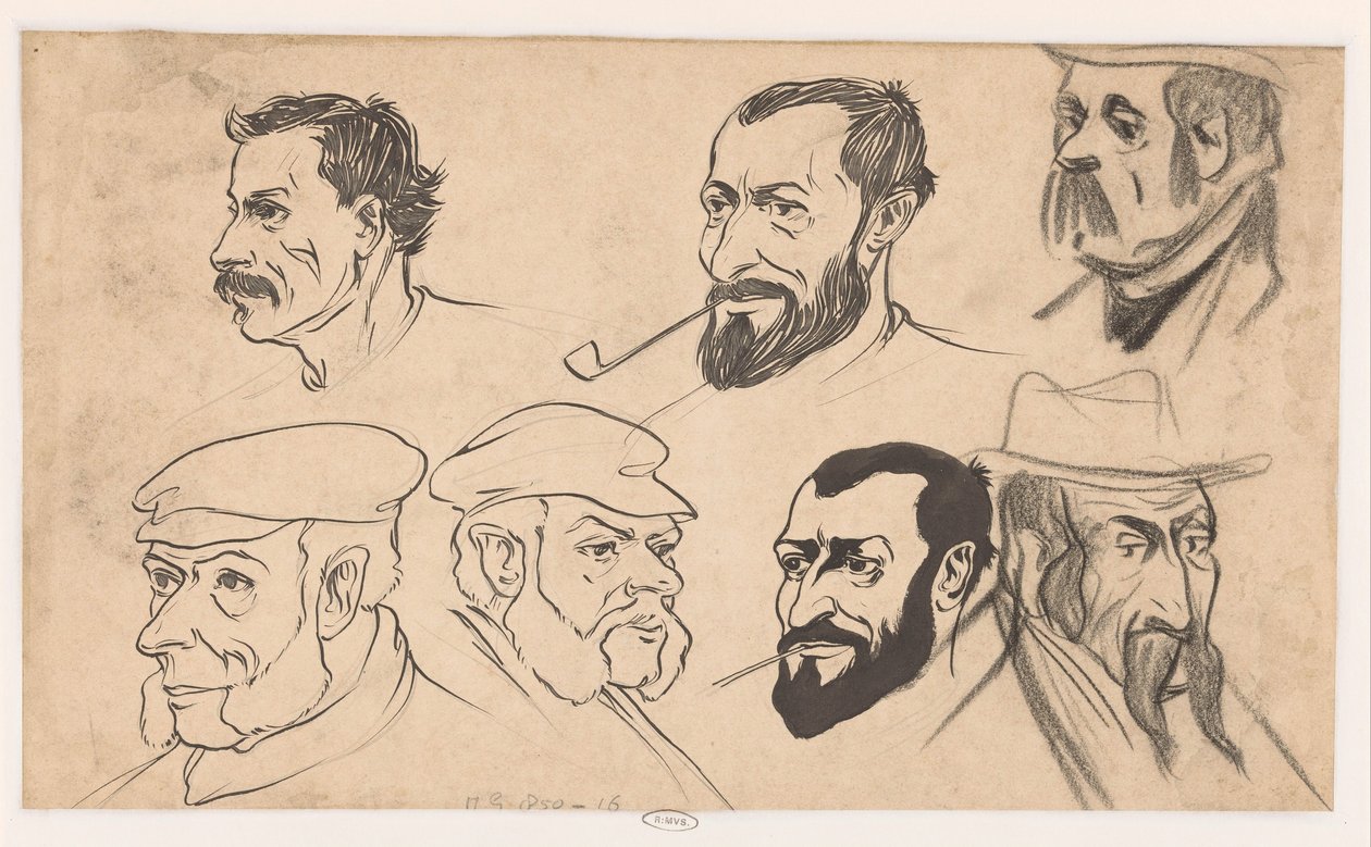Foglio di studio con teste da Jan de Waardt