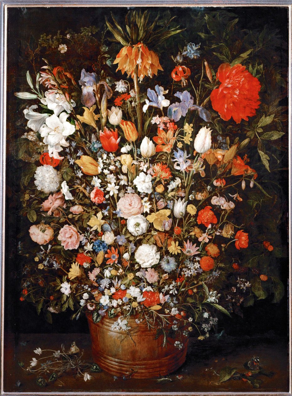 Grande bouquet di fiori in un ... (olio su legno di quercia) da Jan the Elder Brueghel