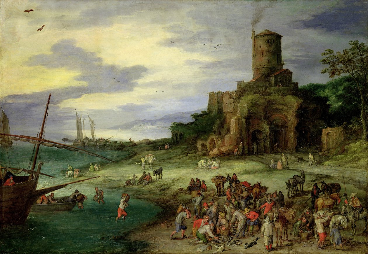 Pescatori sulla riva da Jan the Elder Brueghel