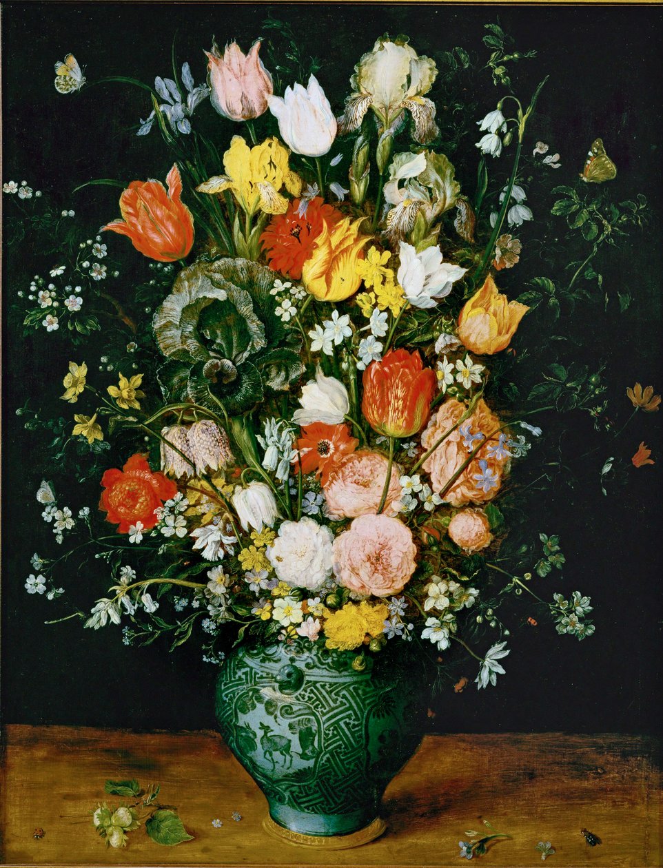 Fiori in un vaso blu (dipinto su legno di quercia) da Jan the Elder Brueghel