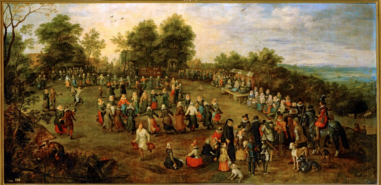 Danza popolare davanti agli arciduchi ... (dipinto su tela) da Jan the Elder Brueghel