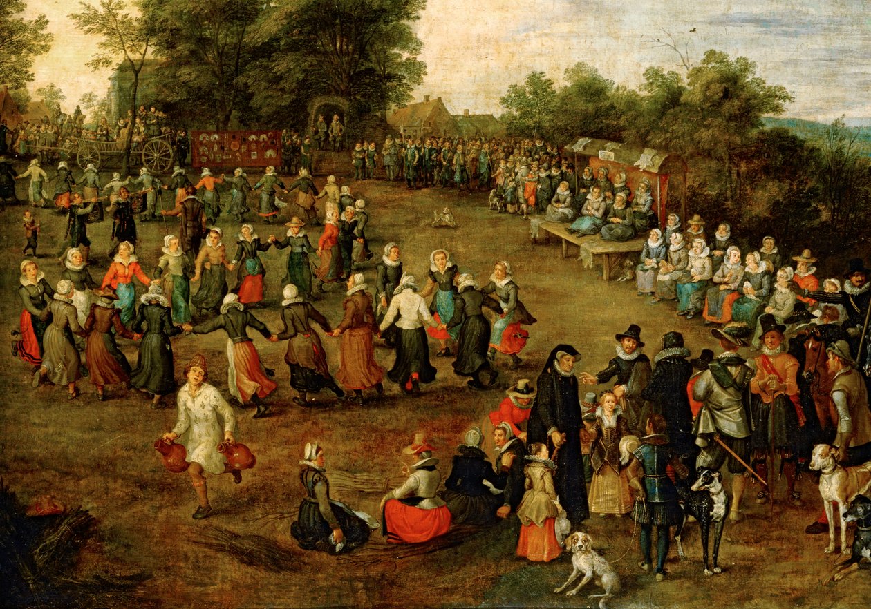 Danza popolare davanti agli arciduchi ... (dipinto su tela) da Jan the Elder Brueghel
