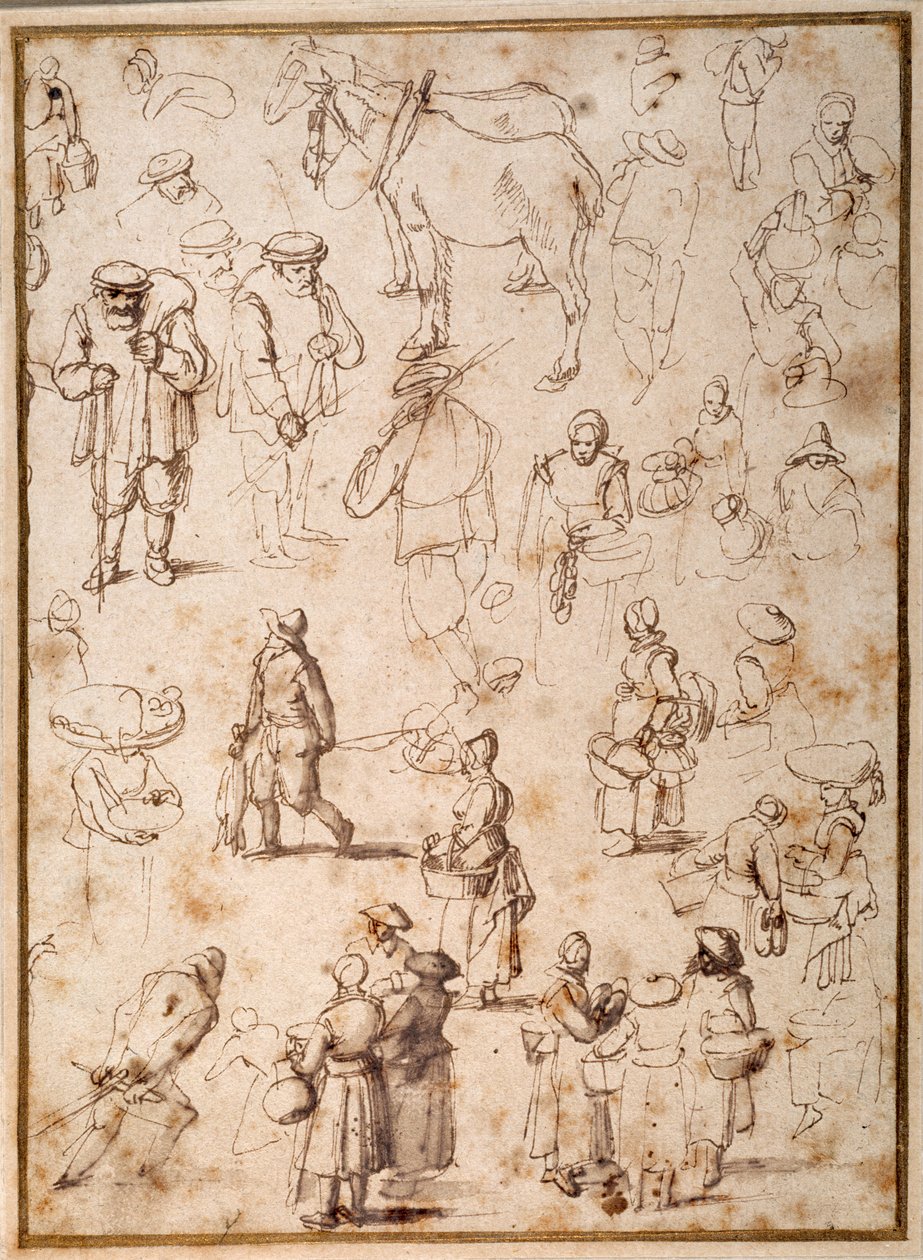 Studi di contadini dal vivo da Jan the Elder Brueghel